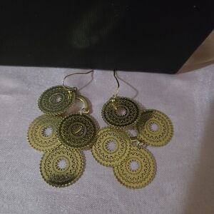 Gold-Tone Filigree Circle Drop Earrings